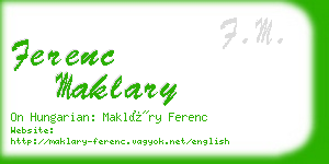 ferenc maklary business card